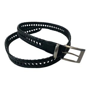 Vintage Y2K Dockers Black Woven Belt Leather/Synthetic Leather Size M 34–36